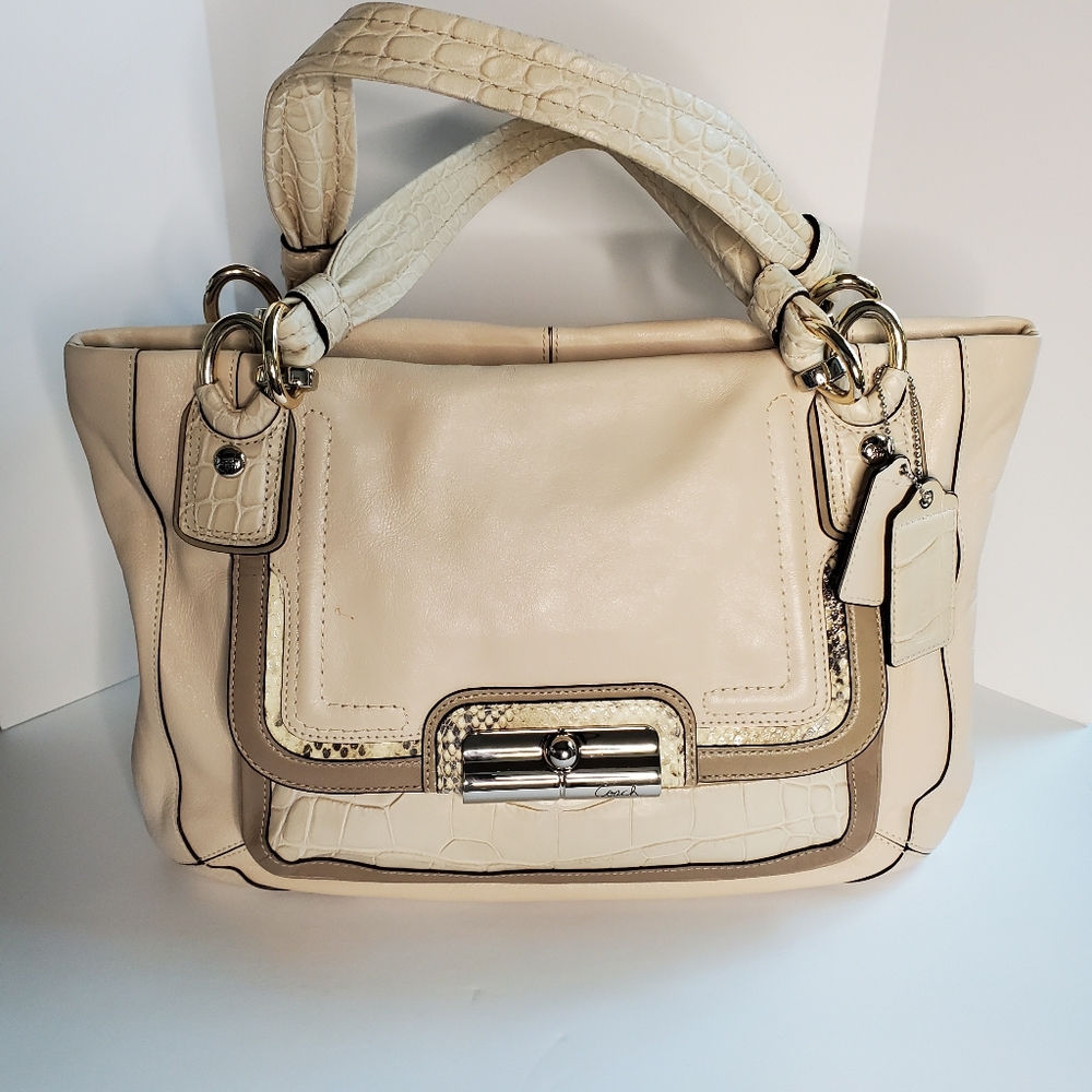 COACH Kristen East West Spectator Ivory Leather Tote